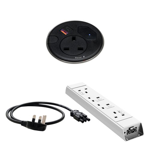 Malmo In Desk Grommet Power Bundle Black
