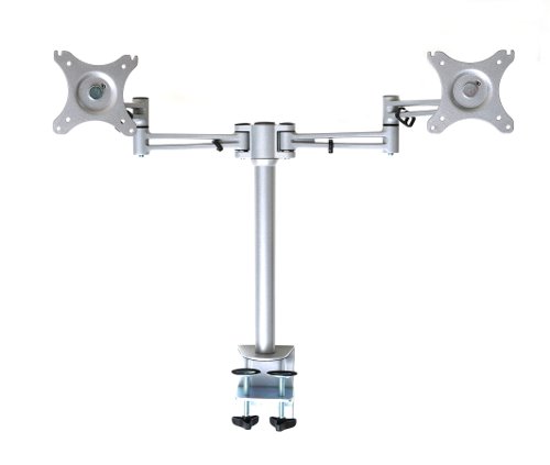 Twin Pole Mounted Monitor Arm Silver