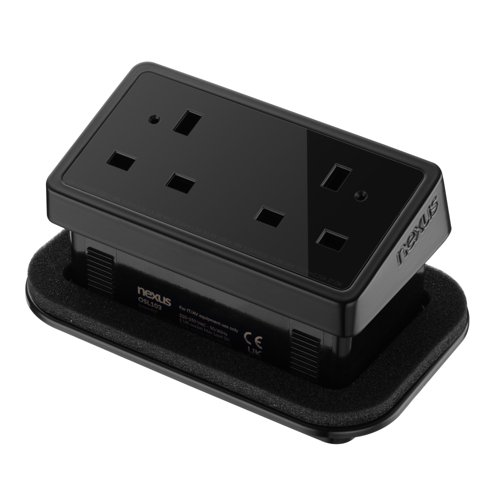 Rectangular In-Desk Power Module 1 Outlet 30W USB-C and 27W USB-A Black/Black