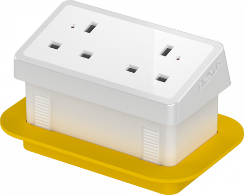 Rectangular In-Desk Power Module 1 Outlet No USB White/White