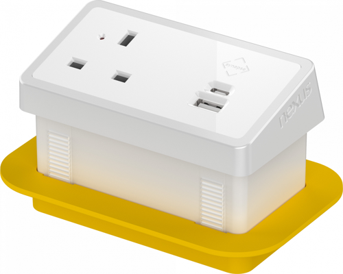Rectangular In-Desk Power Module 1 Outlet Synapse™ 100W USB-C, 27W USB-A White/White