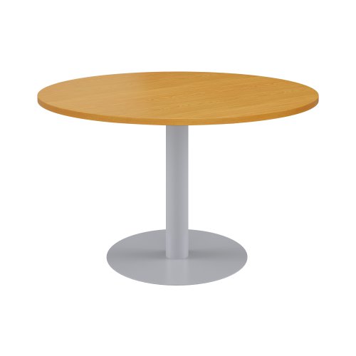 One Contract Circular Meeting Table 1200 Diameter Beech/Silver