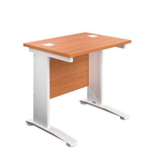 800x600 Cable Managed Upright Rectangular Desk Beech White