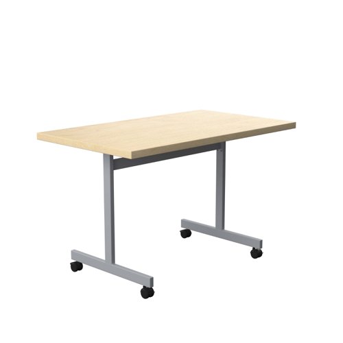 One Eighty Rectangular Tilting Table (FSC) 1200 X 700 Maple/Silver