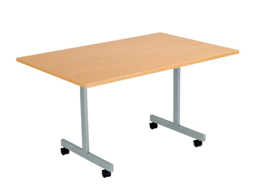 One Eighty Rectangular Tilting Table : 1200 X 800 : Beech/Silver