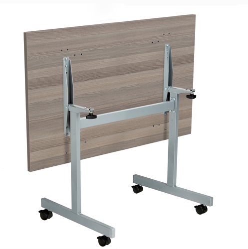 One Eighty Rectangular Tilting Table (FSC) 1200 X 800 Grey Oak/Silver