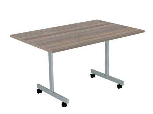 One Eighty Rectangular Tilting Table : 1200 X 800 : Grey Oak/Silver
