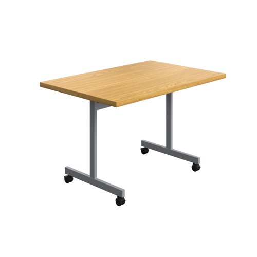 One Eighty Rectangular Tilting Table (FSC) 1200 X 800 Nova Oak/Silver