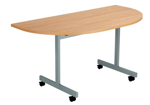 One Eighty D-End Tilting Table : 1400 X 700 : Beech/Silver