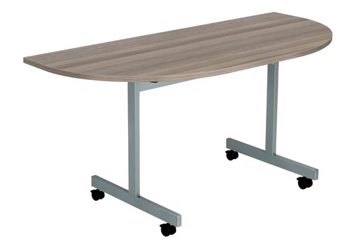 One Eighty Tilting Table 1400 X 700 Silver Legs Dark Walnut D-End Top