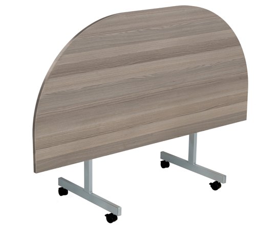 One Eighty D-End Tilting Table (FSC) 1400 X 700 Grey Oak/Silver