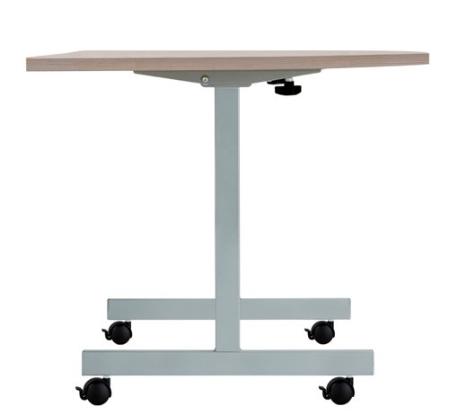 One Eighty D-End Tilting Table (FSC) 1400 X 700 Grey Oak/Silver