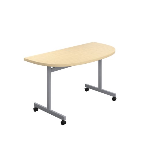 One Eighty D-End Tilting Table (FSC) 1400 X 700 Maple/Silver