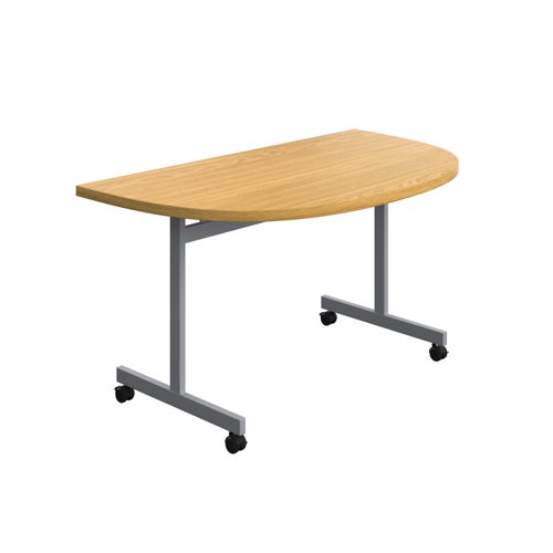 One Eighty D-End Tilting Table : 1400 X 700 : Nova Oak/Silver