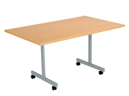 One Eighty Rectangular Tilting Table : 1400 X 700 : Beech/Silver