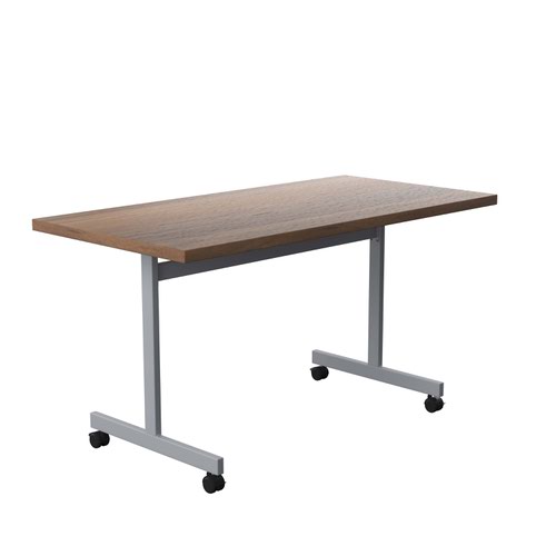 One Eighty Tilting Table 1400 X 700 Silver Legs Dark Walnut Rectangular Top