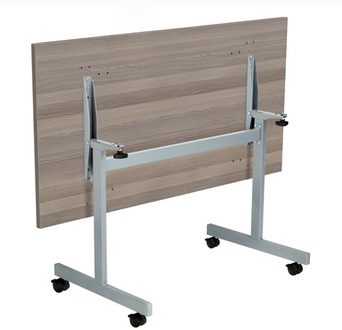One Eighty Rectangular Tilting Table 1400 X 700 Grey Oak/Silver