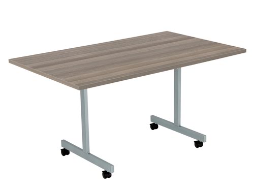 One Eighty Tilting Table 1400 X 700 Silver Legs Grey Oak Rectangular Top