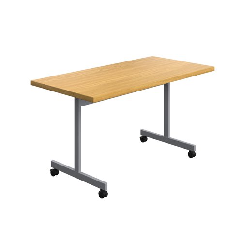 One Eighty Rectangular Tilting Table (FSC) 1400 X 700 Nova Oak/Silver