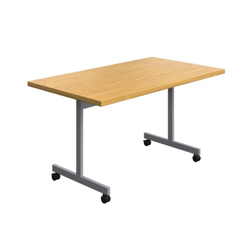 One Eighty Rectangular Tilting Table 1400 X 800 Nova Oak/Silver