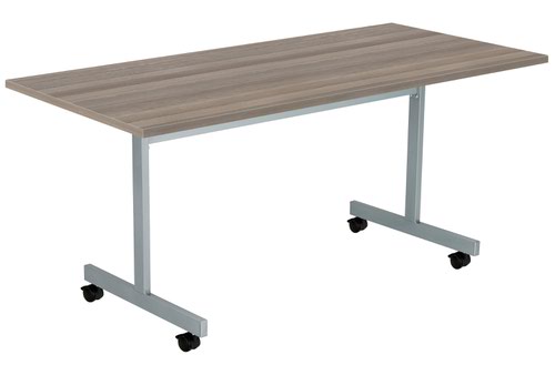 One Eighty Tilting Table 1600 X 700 Silver Legs Grey Oak Rectangular Top
