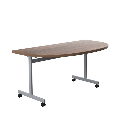 One Eighty Tilting Table 1600 X 800 Silver Legs Dark Walnut D-End Top
