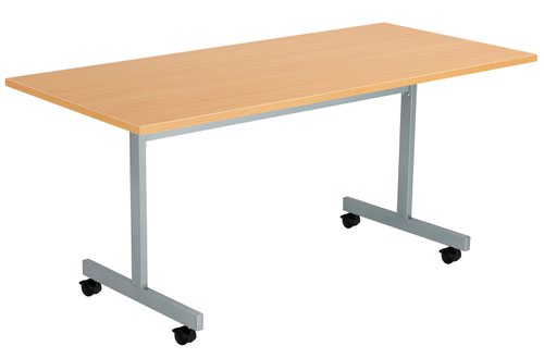 One Eighty Tilting Table 1600 X 800 Silver Legs Beech Rectangular Top