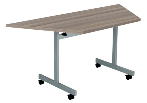 One Eighty Trapezoidal Tilting Table 1600 X 800 Grey Oak/Silver