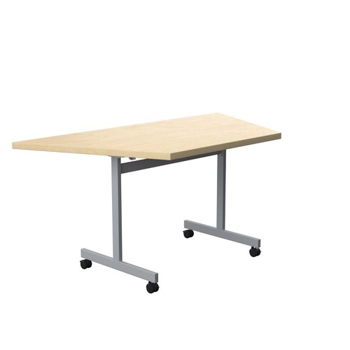 One Eighty Tilting Table 1600 X 800 Silver Legs Maple Trapezoidal Top