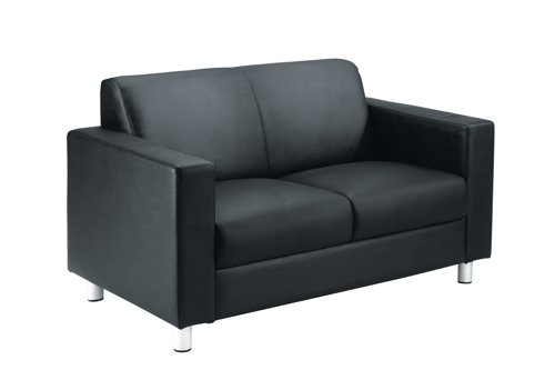 Iceberg Leather Faced Sofa Metal Feet Black