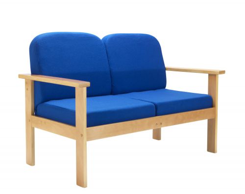 FF First Wooden Reception 2P Sofa Blue OF0313RB