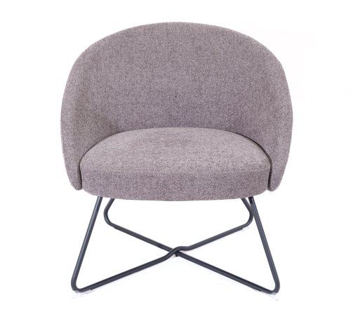 Pocket Reception Chair Black Wire Base Grey Fabric