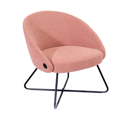 Pocket Reception Chair Black Wire Base Pastel Pink Fabric