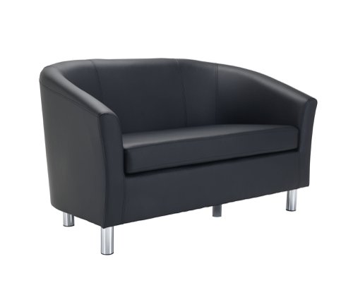 Tub Sofa with Metal Feet Black PU