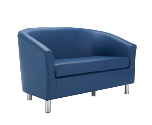 Tub Sofa with Metal Feet Dark Blue PU