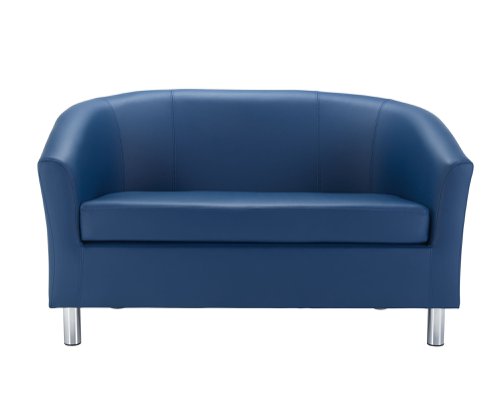 Tub Sofa with Metal Feet Dark Blue PU