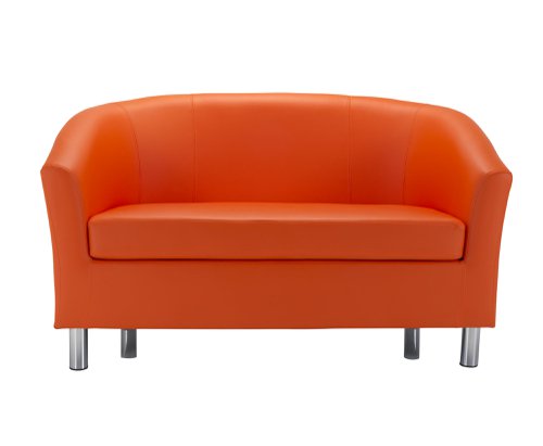 Tub Sofa with Metal Feet Orange PU