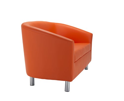 Tub Sofa with Metal Feet Orange PU