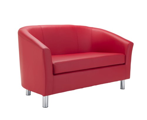 Tub Sofa with Metal Feet Red PU