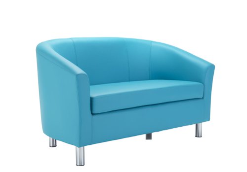 Tub Sofa with Metal Feet Sky Blue PU