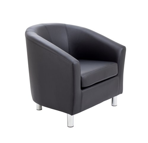 Tub Armchair with Metal Feet Black PU