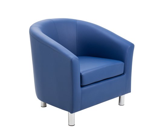 Tub Armchair with Metal Feet Dark Blue PU