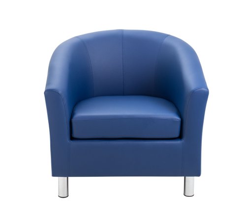 Tub Armchair with Metal Feet Dark Blue PU