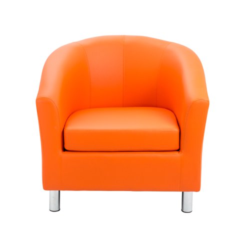 Tub Armchair with Metal Feet Orange PU