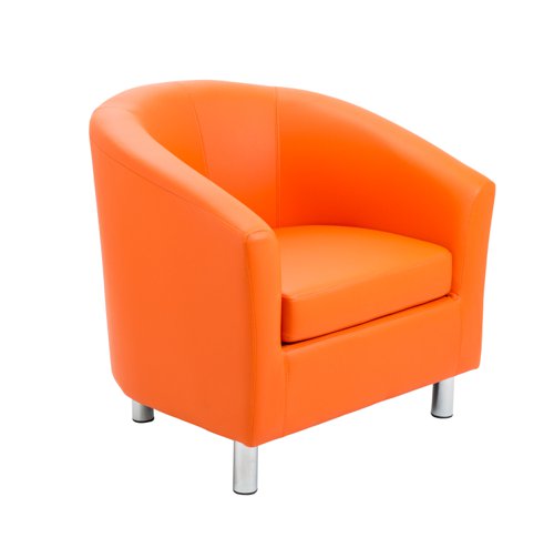 Tub Armchair with Metal Feet Orange PU