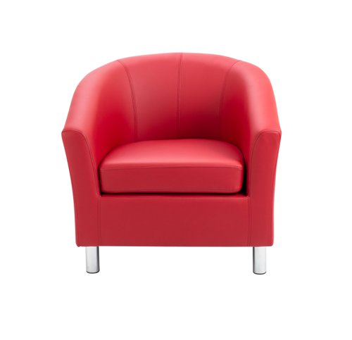 Tub Armchair with Metal Feet Red PU