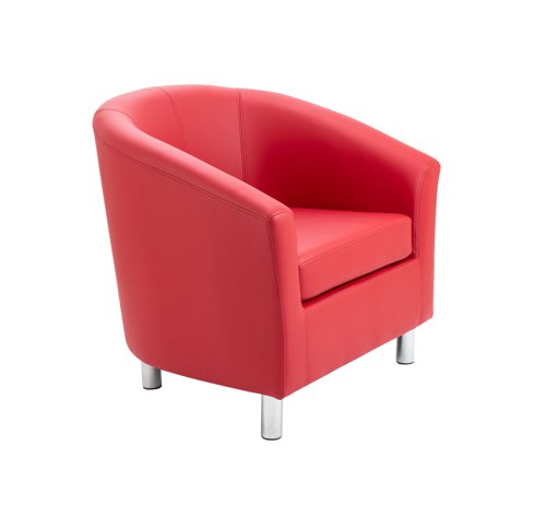 Tub Armchair with Metal Feet : Red PU