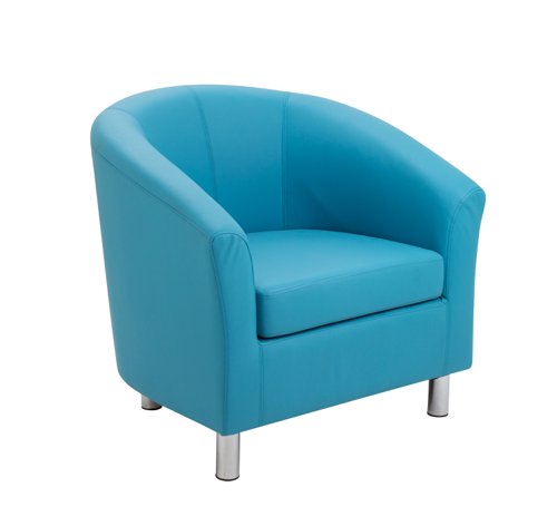 Tub Armchair with Metal Feet Sky Blue PU