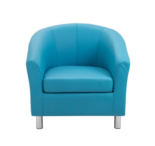 Tub Armchair with Metal Feet Sky Blue PU