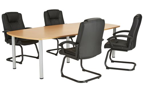 The One Fraction Plus Boardroom table is a stylish contemporary table with a hard-wearing MFC top, available in a range of finishes, and featuring silver legs. Assembly is extremely simple, making this a practical choice for any office environment.